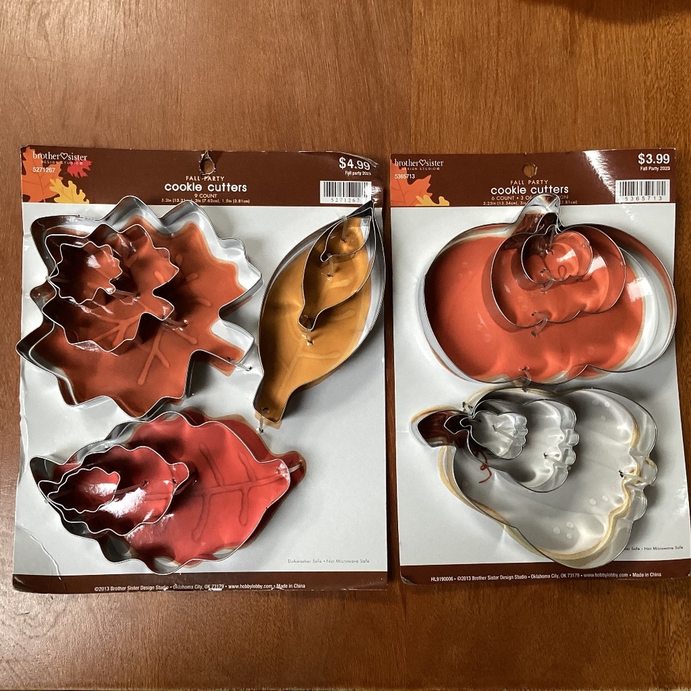 Fall Party Cookie Cutters 2 packs New with tag
